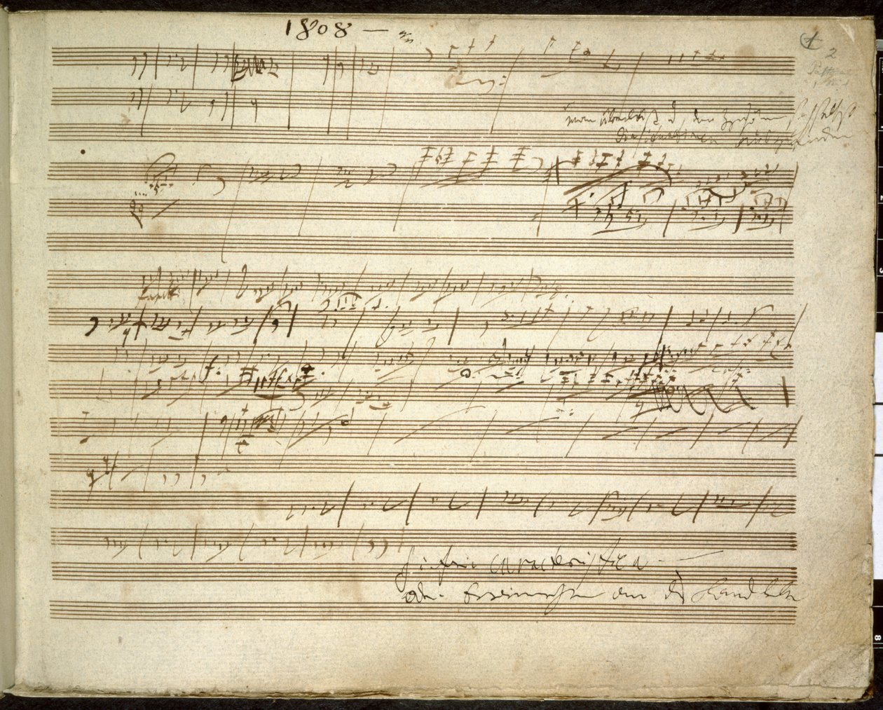 Legge til. 31766, f.2 Symfoni nr. 6 i F-dur, op. 68 også kjent som Pastoral Symphony (blekk på papir) av Ludwig van Beethoven