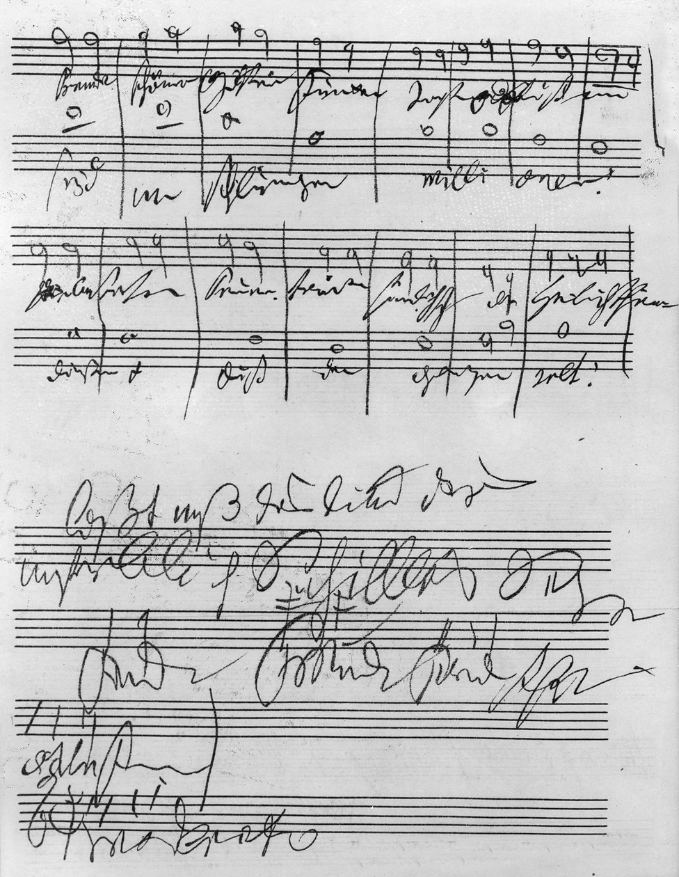 Håndskrevet partitur (blekk på papir) av Ludwig van Beethoven