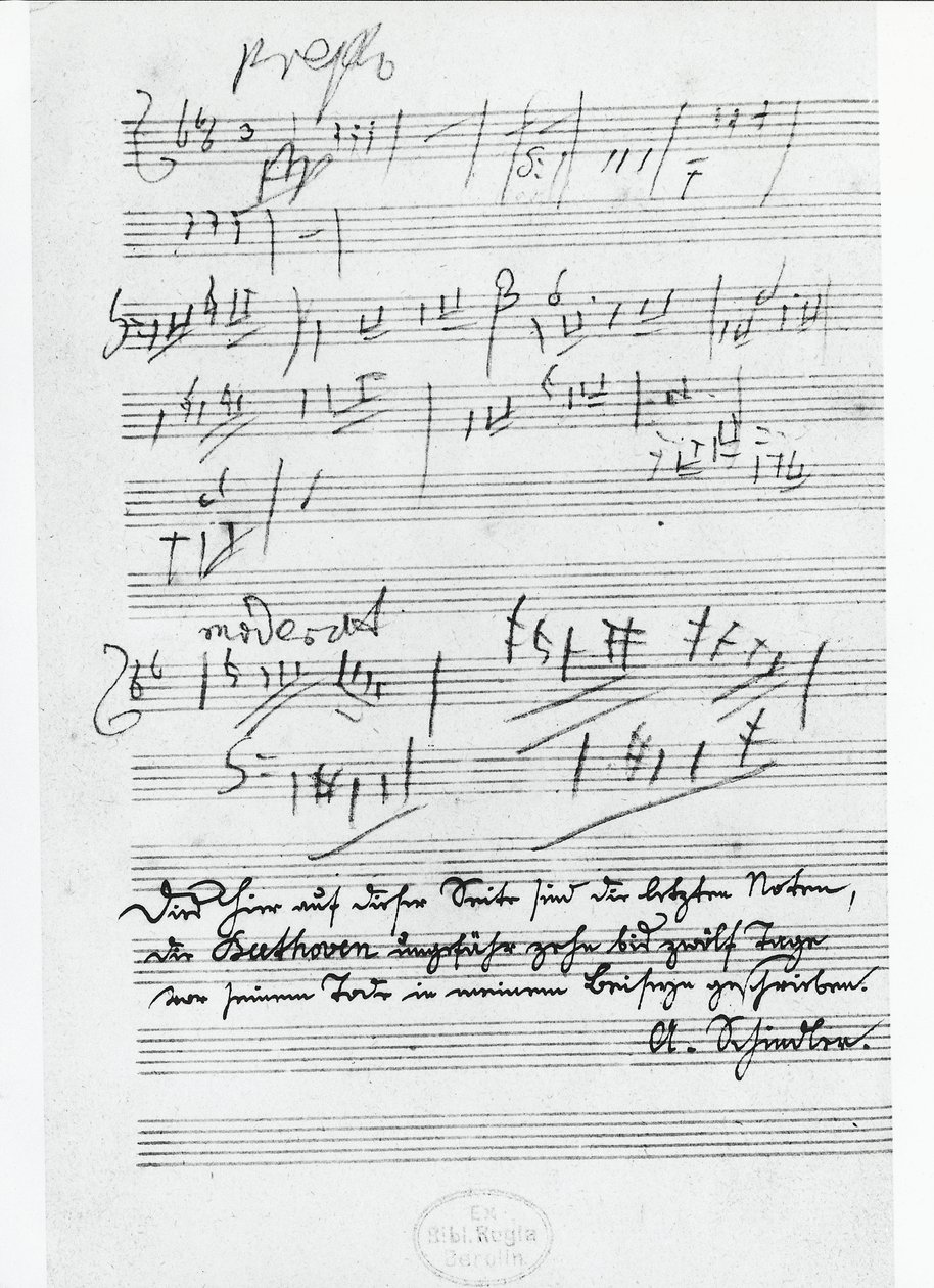 Den siste siden med musikk skrevet av den tyske komponisten Ludwig van Beethoven (1770-1827) av Ludwig van Beethoven