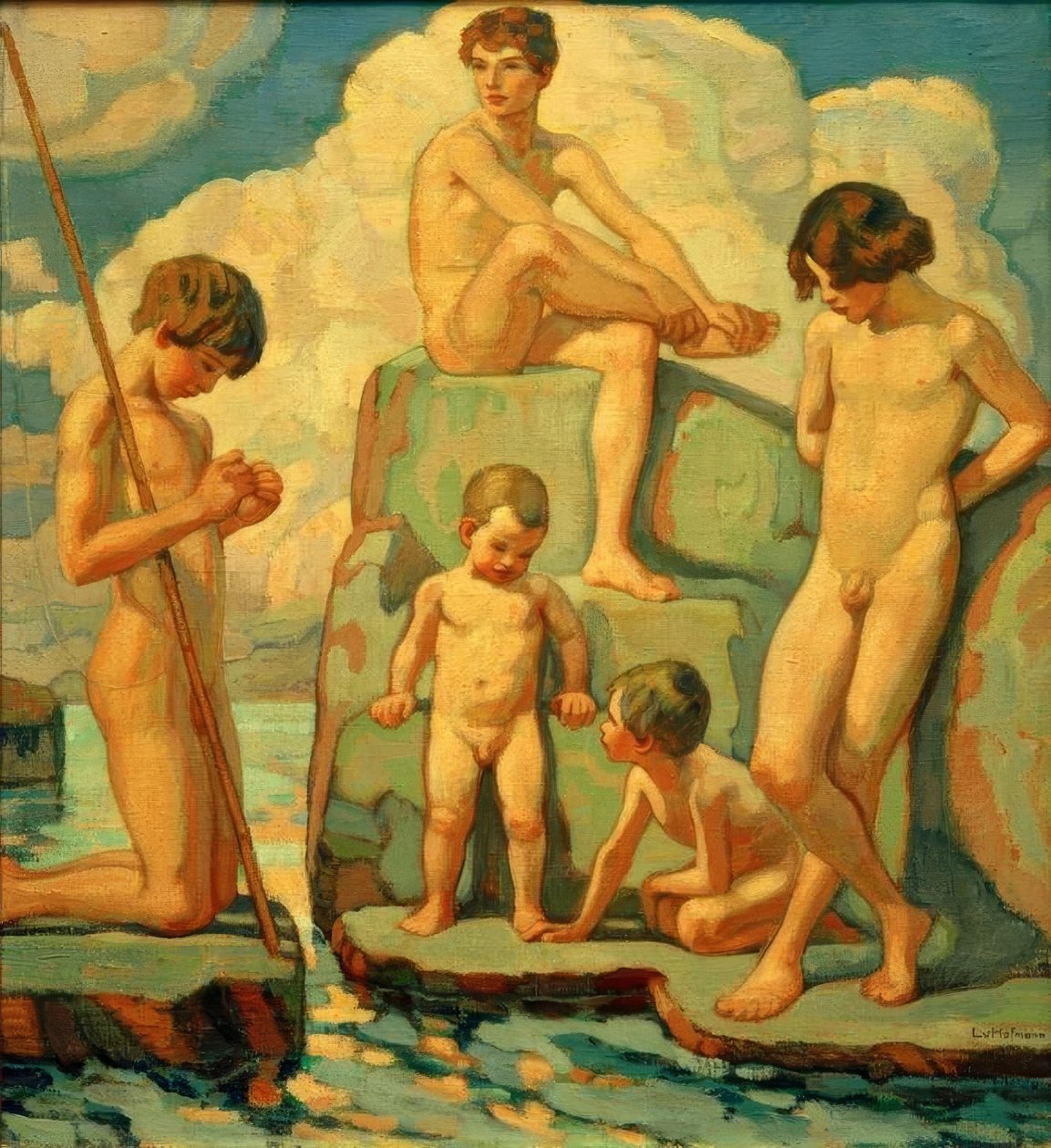 Fem gutter på steiner av Ludwig von Hofmann
