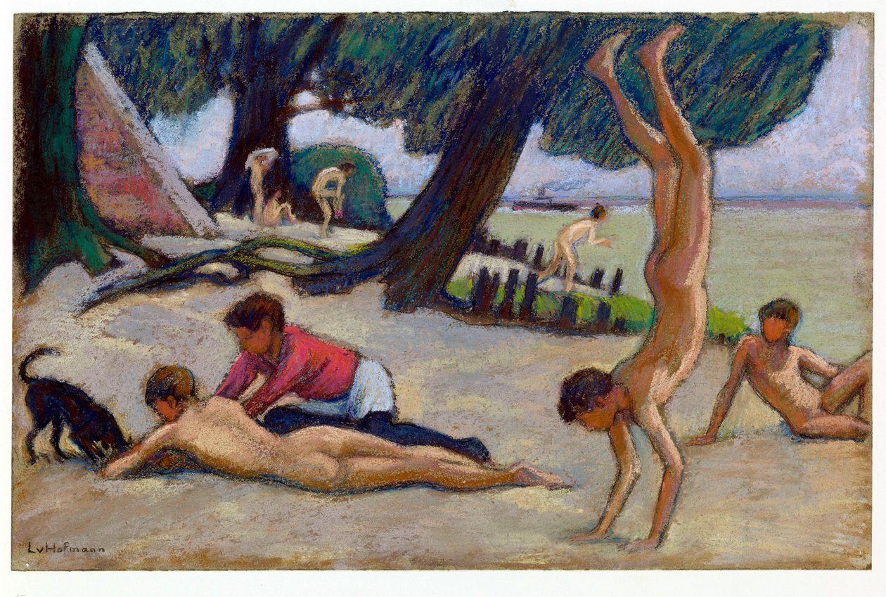 ""Gutter på stranden" (Gutter på stranden) Pastelltegning av Ludwig von Hofmann (1861-1945) ca. 1895 Dim 24,9x34,4 cm Staatliche Museen, Berlin av Ludwig von Hofmann