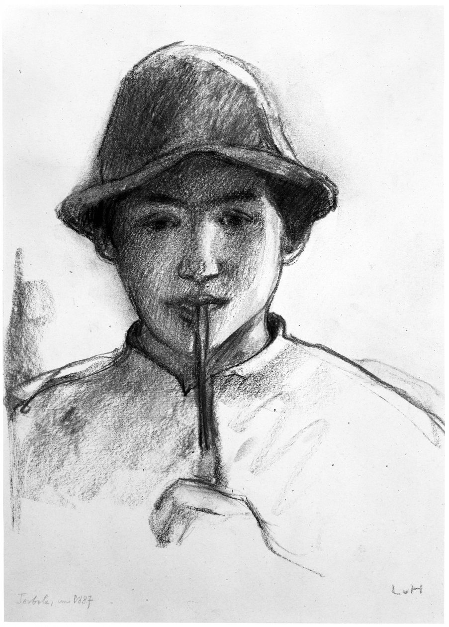 Ung mann med pipe av Ludwig von Hofmann