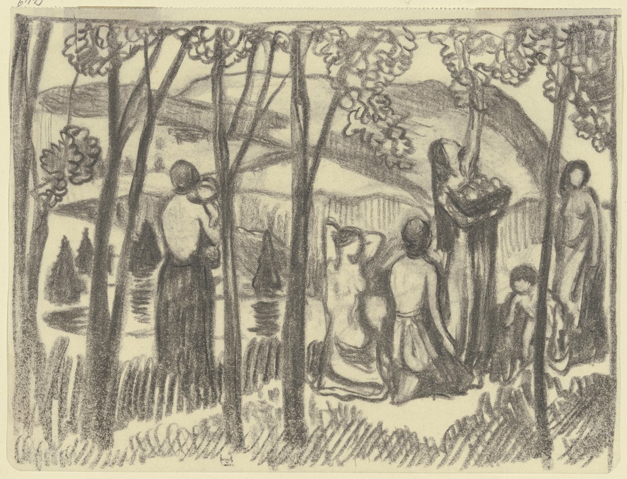 Knælende kvinner og en fruktplukker av Ludwig von Hofmann