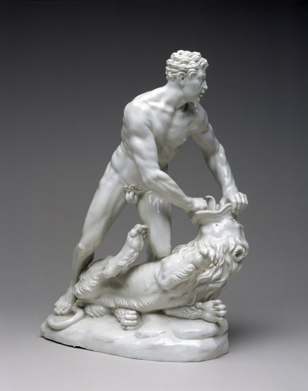 Figur av Hercules og Nemean Lion, ca. 1775 (hard-pasta porselen) av Ludwigsburg Porcelain Factory Ludwigsburg Porcelain Factory
