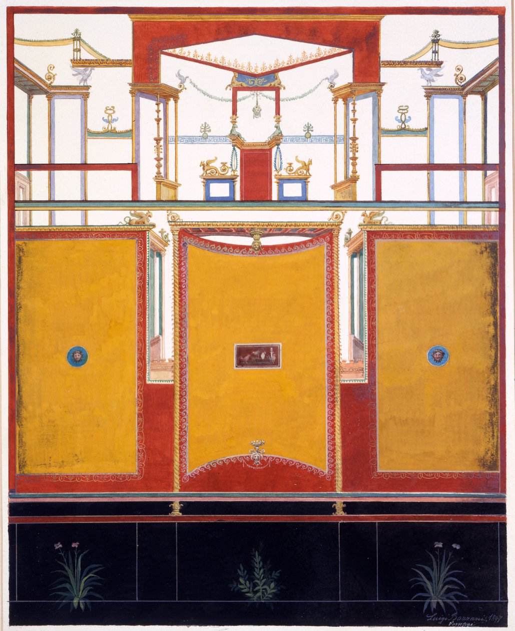Veggdekorasjoner fra huset til Aulus Vettius, Pompeii, ca. 36-39 e.Kr., 1987 av Luigi Bazzani