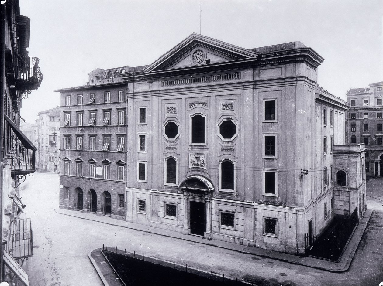 Fasade til den gamle synagogen i Livorno, ca. 1910 av Luigi Betti
