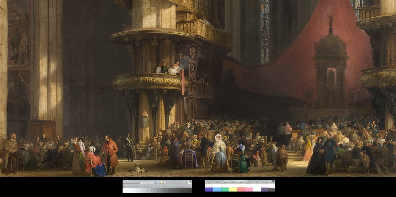 Interiør i katedralen i Milano, Italia, 1840 av Luigi Bisi