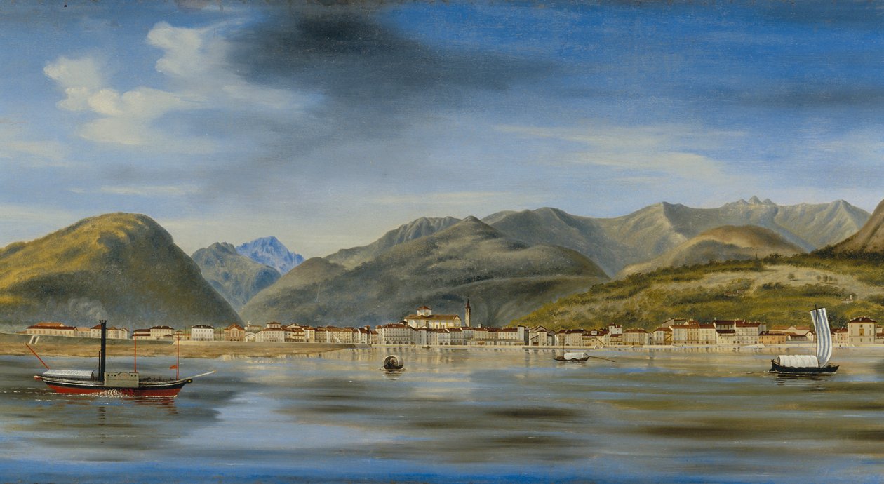 Utsikt over Intra fra innsjøen, ca. 1833-90 av Luigi Litta