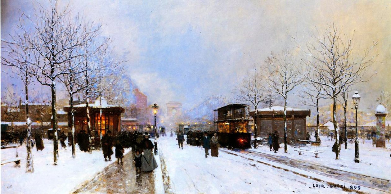 Porte Maillot i vinter, Paris, 1899 av Luigi Loir