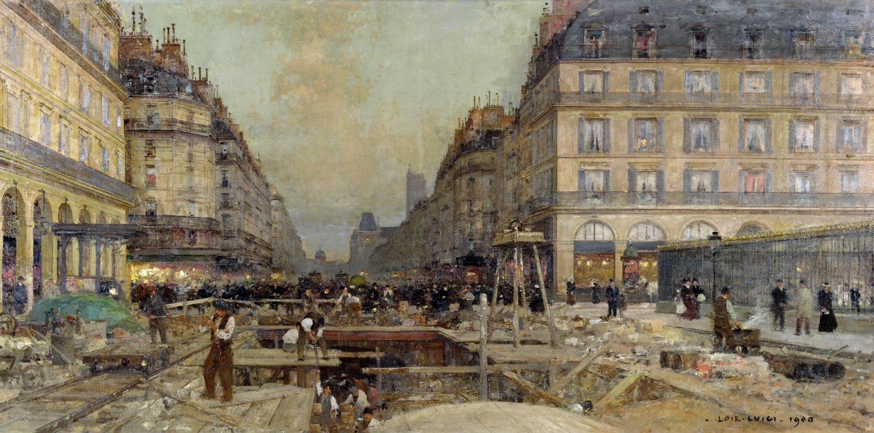 Byggingen av metroen, 1900 av Luigi Loir