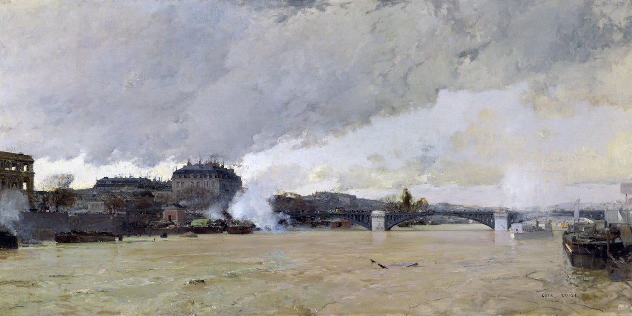 Oversvømmelsen av Seinen, ca. 1903 av Luigi Loir