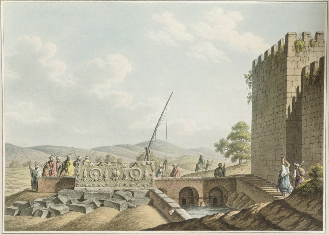 En sarkofag fra Kongenes graver, Jerusalem, pub. av William Watts, 1805 av Luigi Mayer