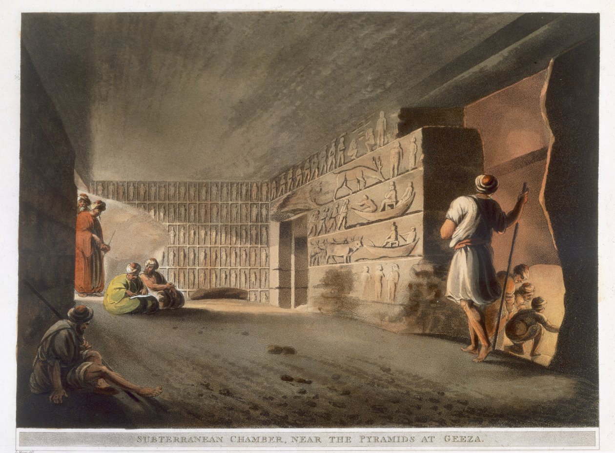 Underjordisk kammer nær pyramidene ved Geeza, plate 9 fra 