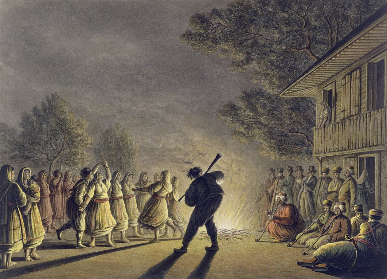 The Dance of the Bulgarian Peasants, pub. av William Watts, 1806 av Luigi Mayer