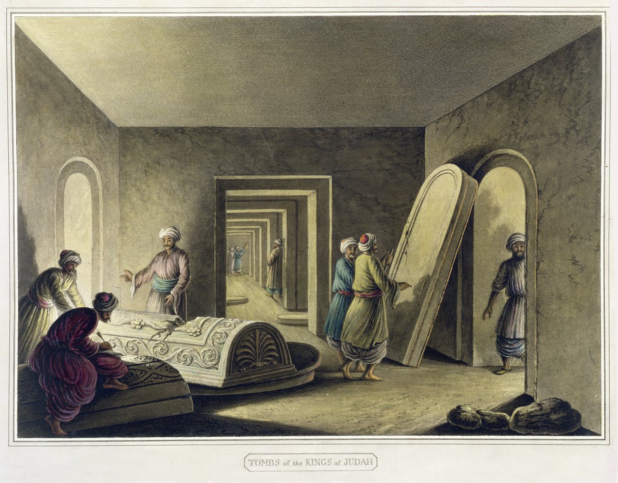 The Tombs of the Kings of Judah, Jerusalem, pub. av William Watts, 1805 av Luigi Mayer