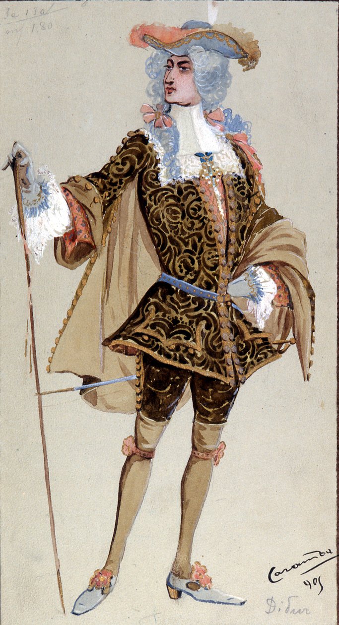 Kostymedesign for grev Almaviva, fra "Marriage of Figaro", 1905 av Luigi Sapelli Caramba