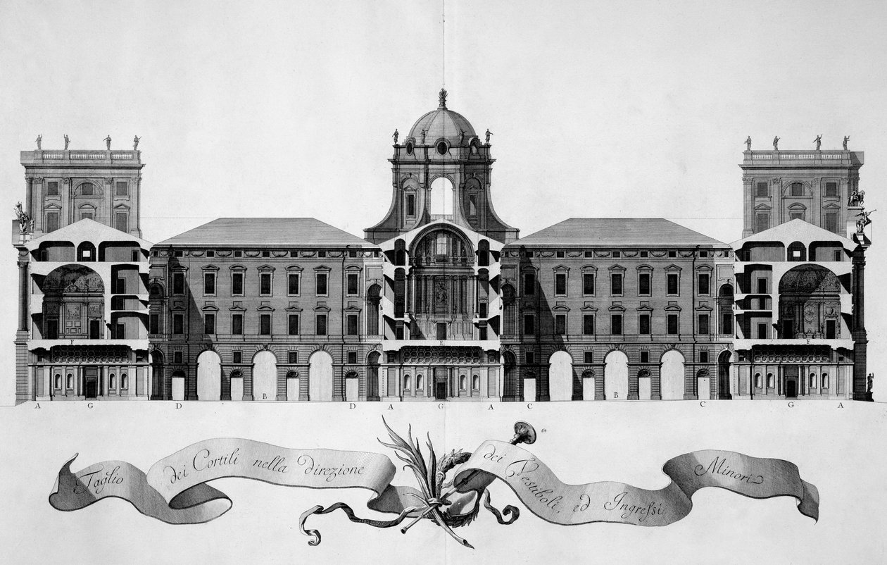 Design for det kongelige palasset i Caserta, 1756 av Luigi Vanvitelli