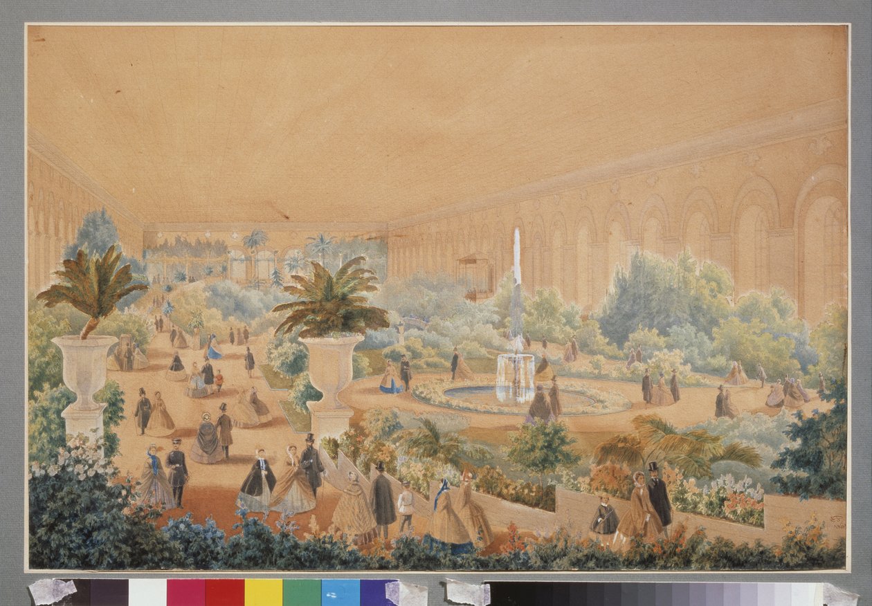Blomsterutstilling i Moskva-manesjen. Verk av Luigi Premazzi (1814-1891), akvarell og gouache på papir av Luigi Premazzi