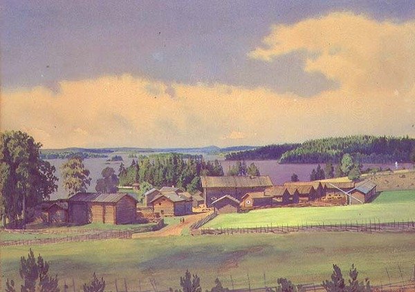 Nordlig landskap (akvarell på papir) av Luigi Premazzi