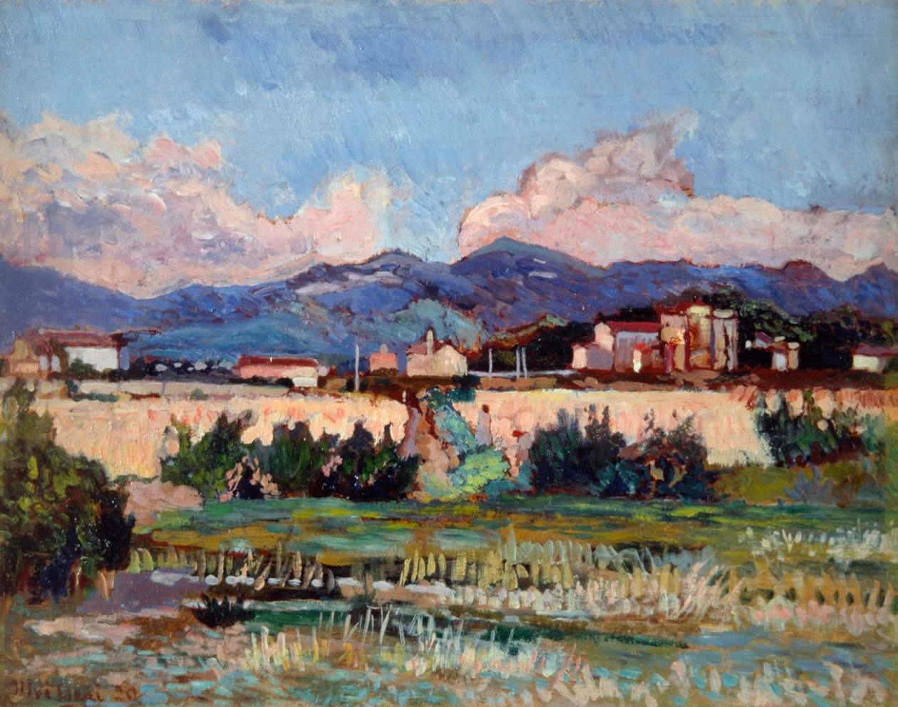 Hus og hager i Ardenza, av Ulvi Liegi (1858-1939), olje på bord, 27x34 cm av Luigi Levi