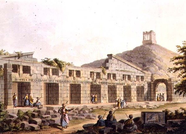 Ancient Granary at Cacamo, plate 3 fra "Views in the Ottoman Empire", pub. av Robert Bowyer (1758-1834) 1803 (akvatint) av Luigi (after) Mayer