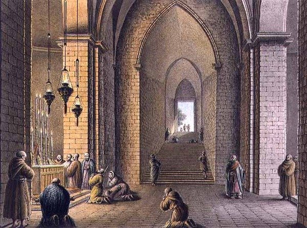 Jomfru Marias grav, Jerusalem, pub. av William Watts av Luigi (after) Mayer