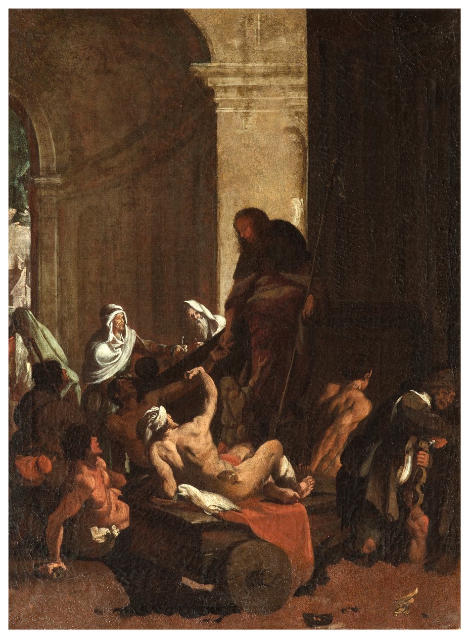 North Transept, San Rocco-alteret 1635, 45, Genovesino 1645, distribusjon av varer til de fattige, malt nede til venstre av Luigi Miradori