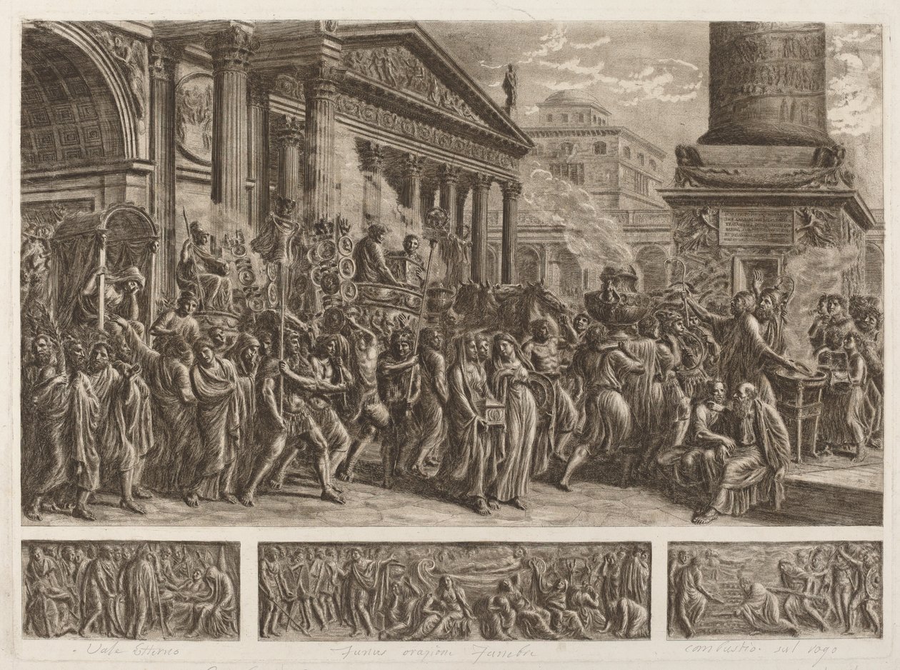 Asken til Trajan båret i et triumftog. av Luigi Ademollo