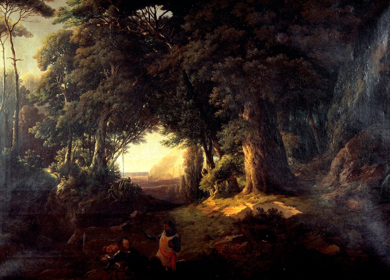 Clorindas dåp, av Luigi Ashton (1824-1884), olje på lerret, 87x120 cm av Luigi Ashton