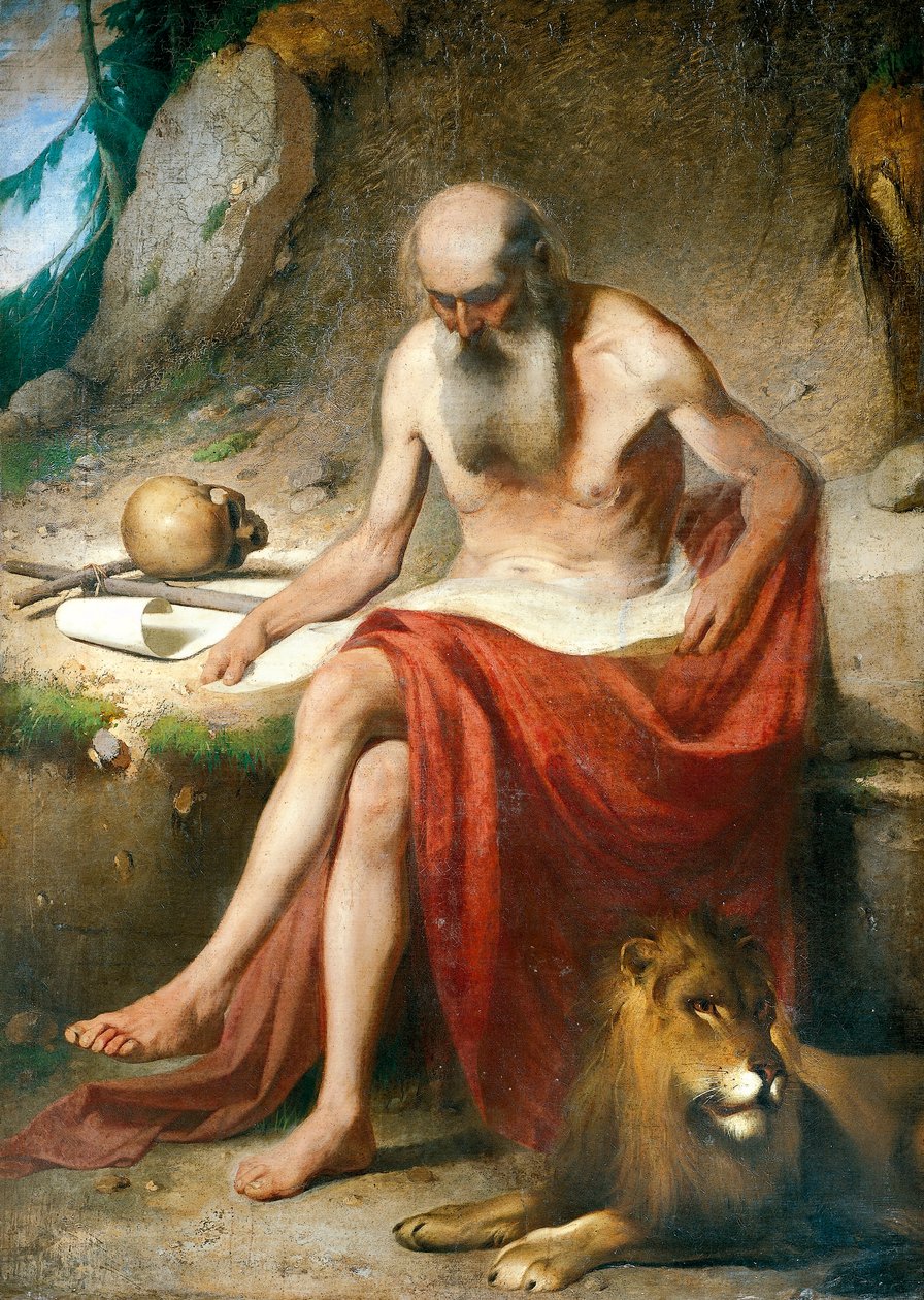 St. Jerome the Penitent, ca. 1867, av Louis Asioli (1817-1877), olje på lerret av Luigi Asioli