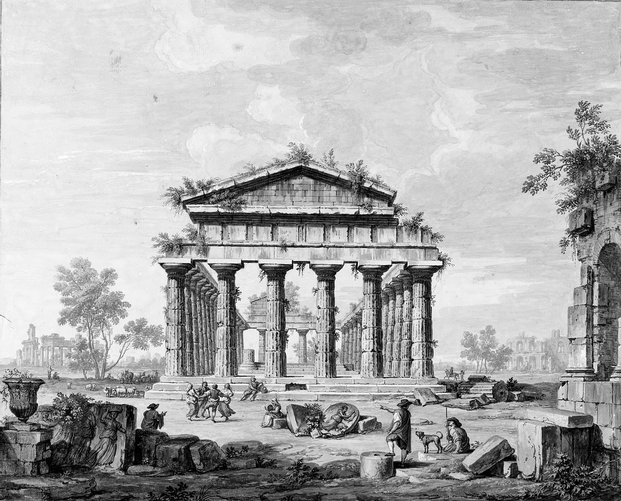 Juno-tempelet i Paestum av Luigi Balugani