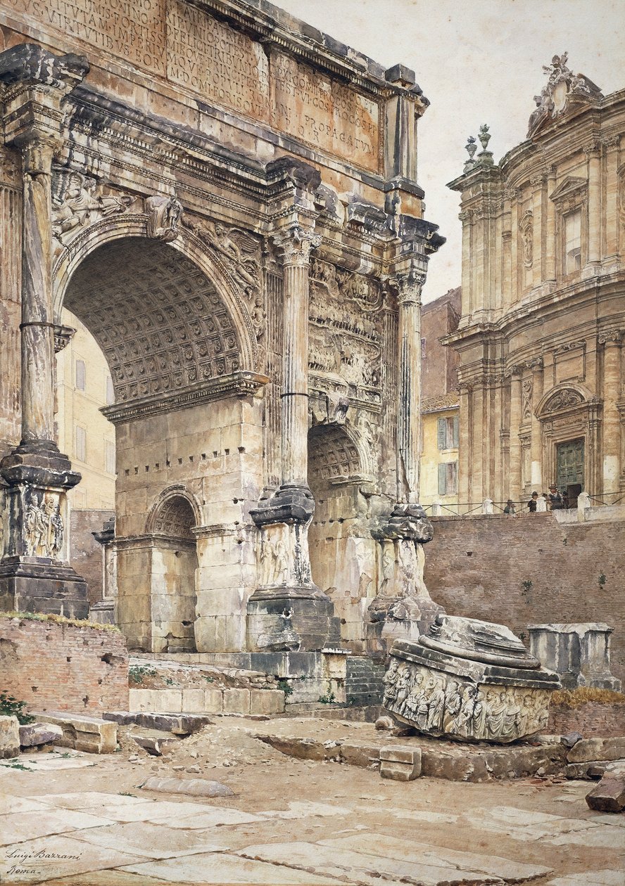 Buen til Septimius Severus i Roma, av Luigi Bazzani (1836-1927). Olje på lerret. av Luigi Bazzani