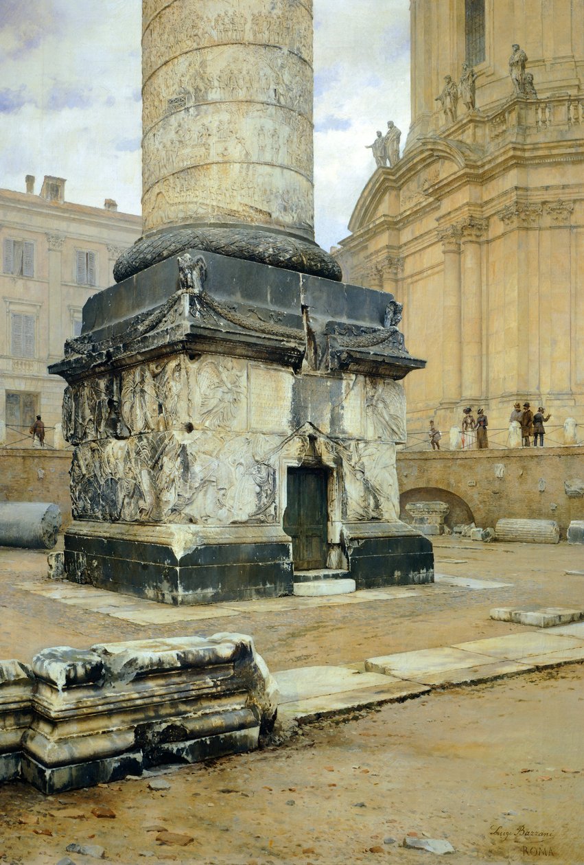 Trajans søyle i Roma, av Luigi Bazzani (1836-1927). Olje på lerret 70,5x103 cm. av Luigi Bazzani