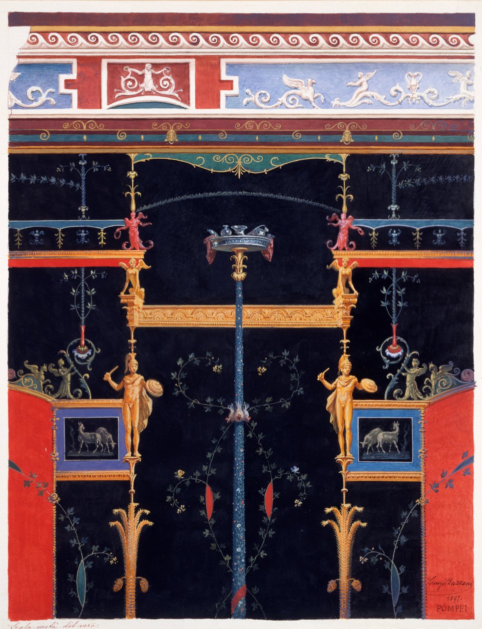 Veggdekorasjoner fra huset til Aulus Vettius, Pompeii, ca. 36-39 e.Kr av Luigi Bazzani
