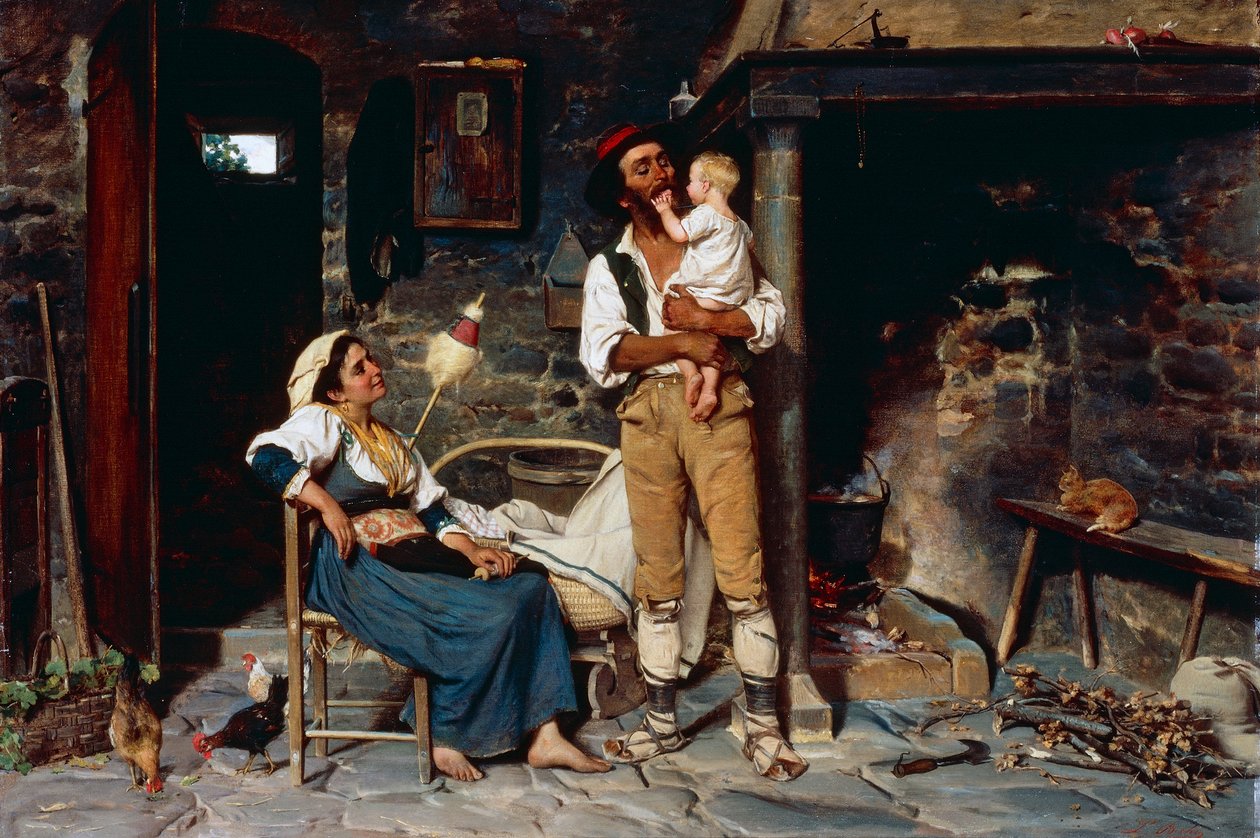 Et barnespill (olje på lerret) av Luigi Bechi