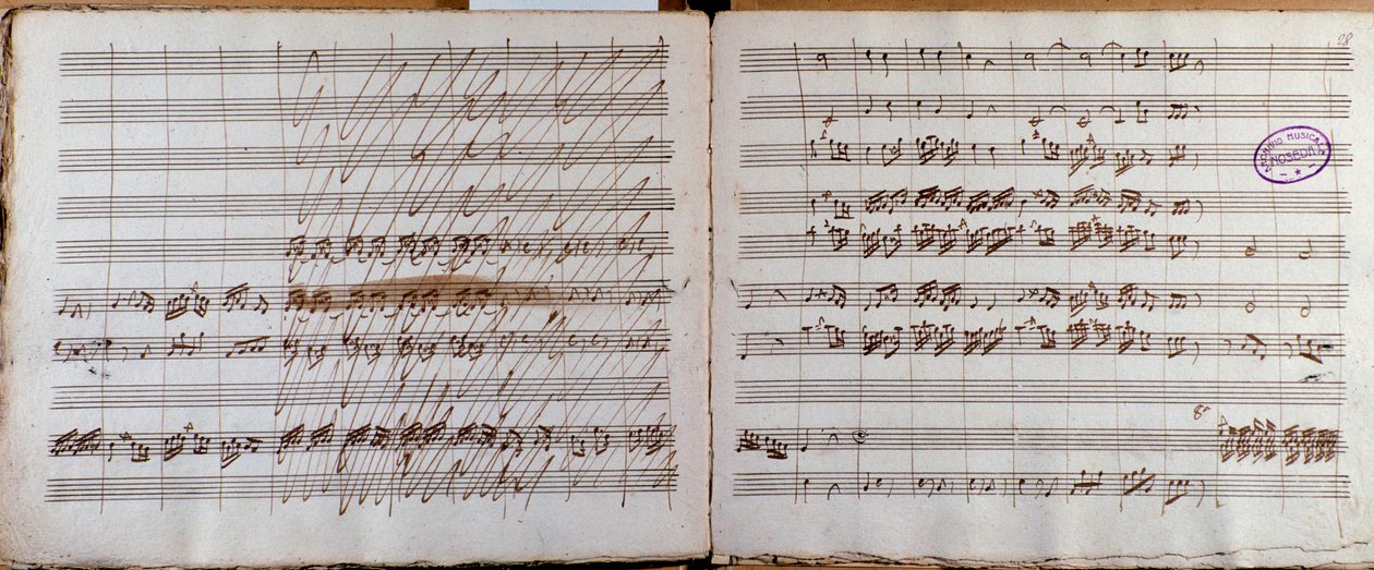 Dobbeltside, signert av forfatteren av partituret til konserten for cello og orkester i E flat av Luigi Boccherini av Luigi Boccherini