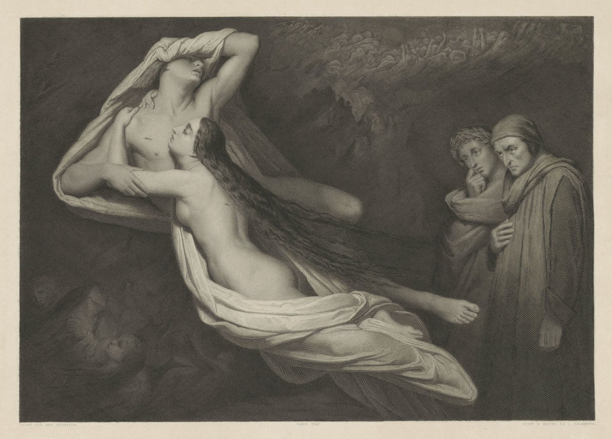 Francesca da Rimini i Paolo Malatesta av Luigi Calamatta