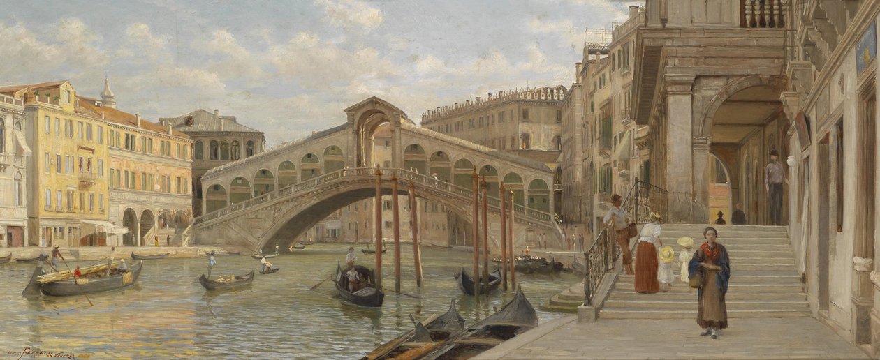 Utsikt over Rialtobroen, Venezia av Luigi Ferrazzi