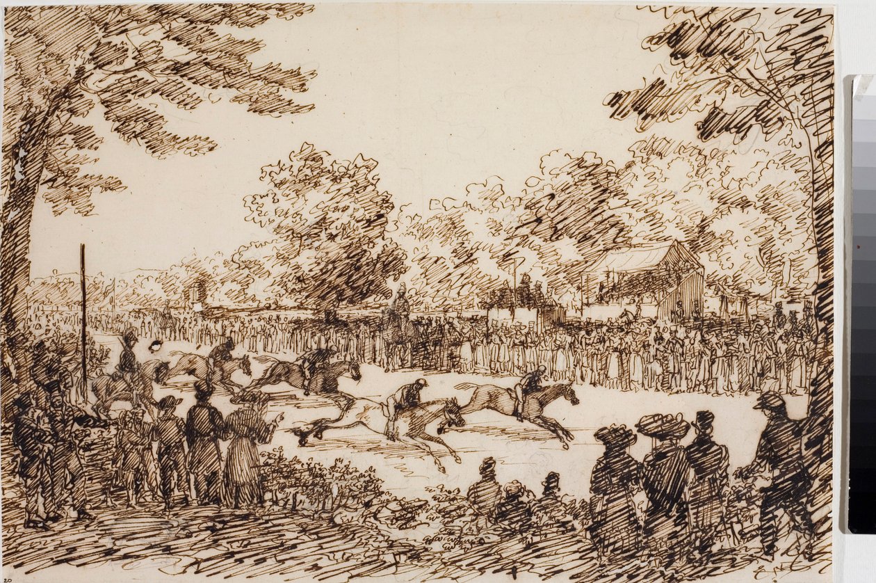 Hesteveddeløp (sannsynligvis festen San Giovanni a Firenze) (Ink, ca. 1825) av Luigi Garibbo