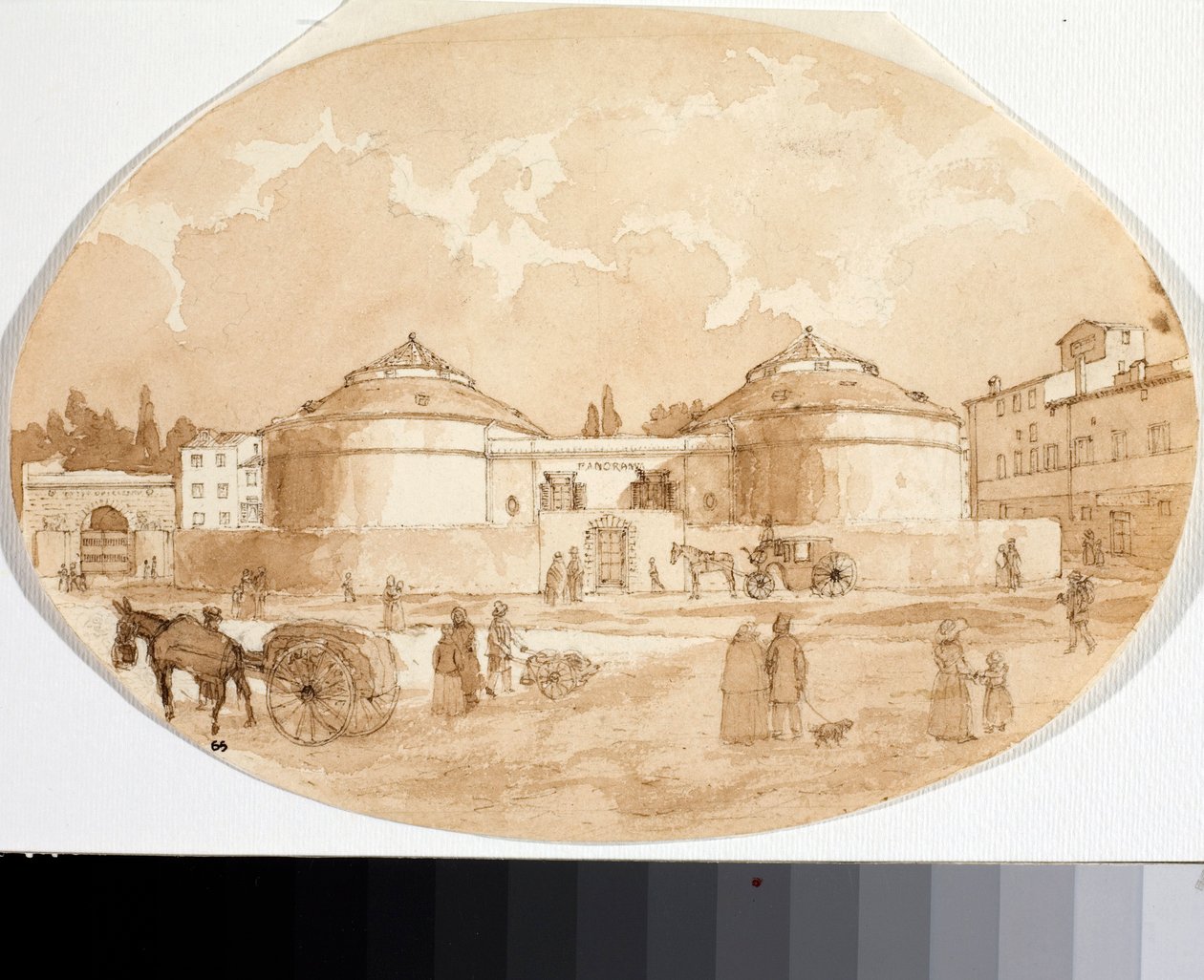 Utsikt over Porta al Prato-plassen i Firenze (blekk og akvarell av Luigi Garibbo
