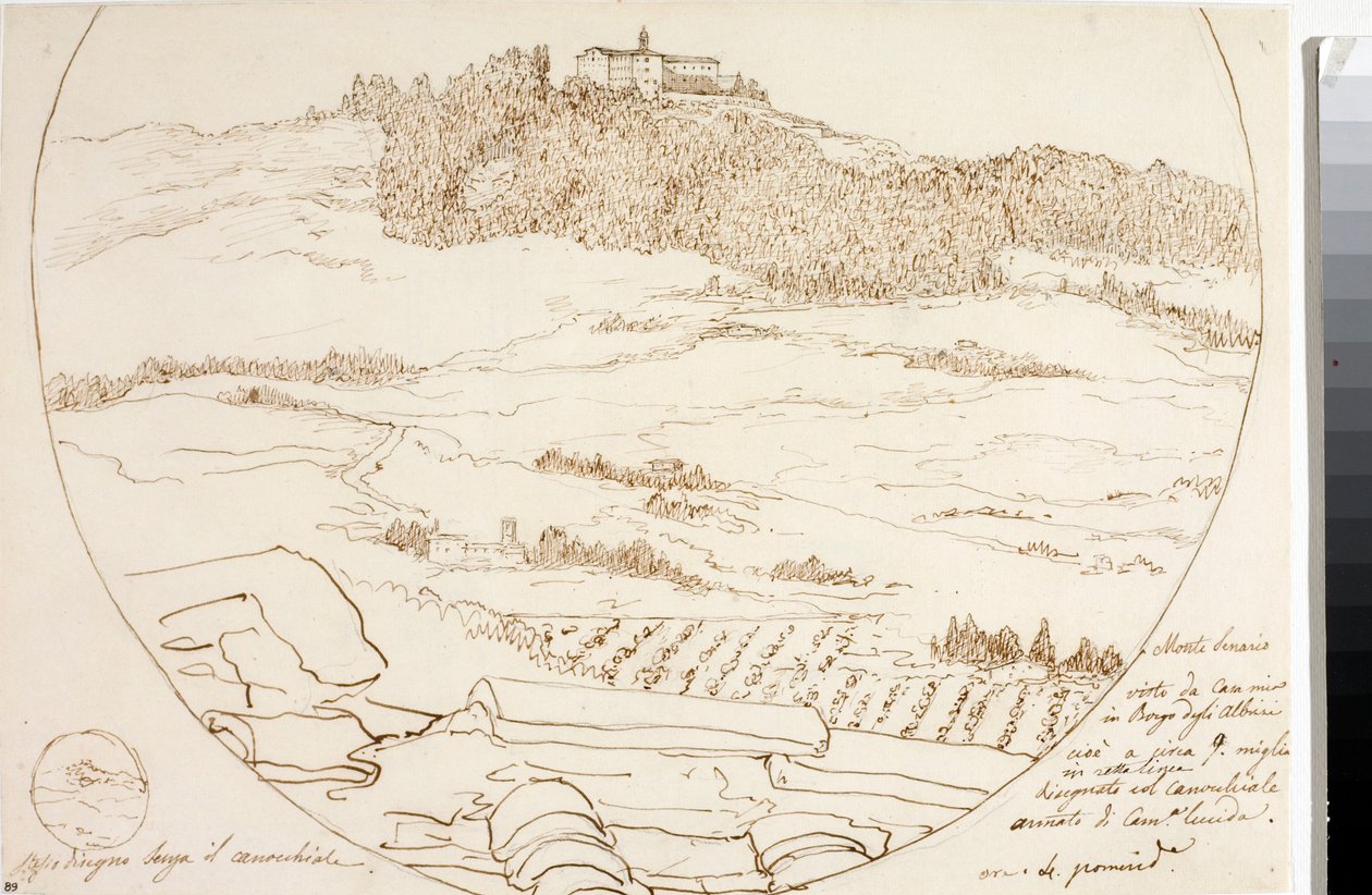 Utsikt over Monte Senario nær Firenze (Tegning, ca 1833) av Luigi Garibbo