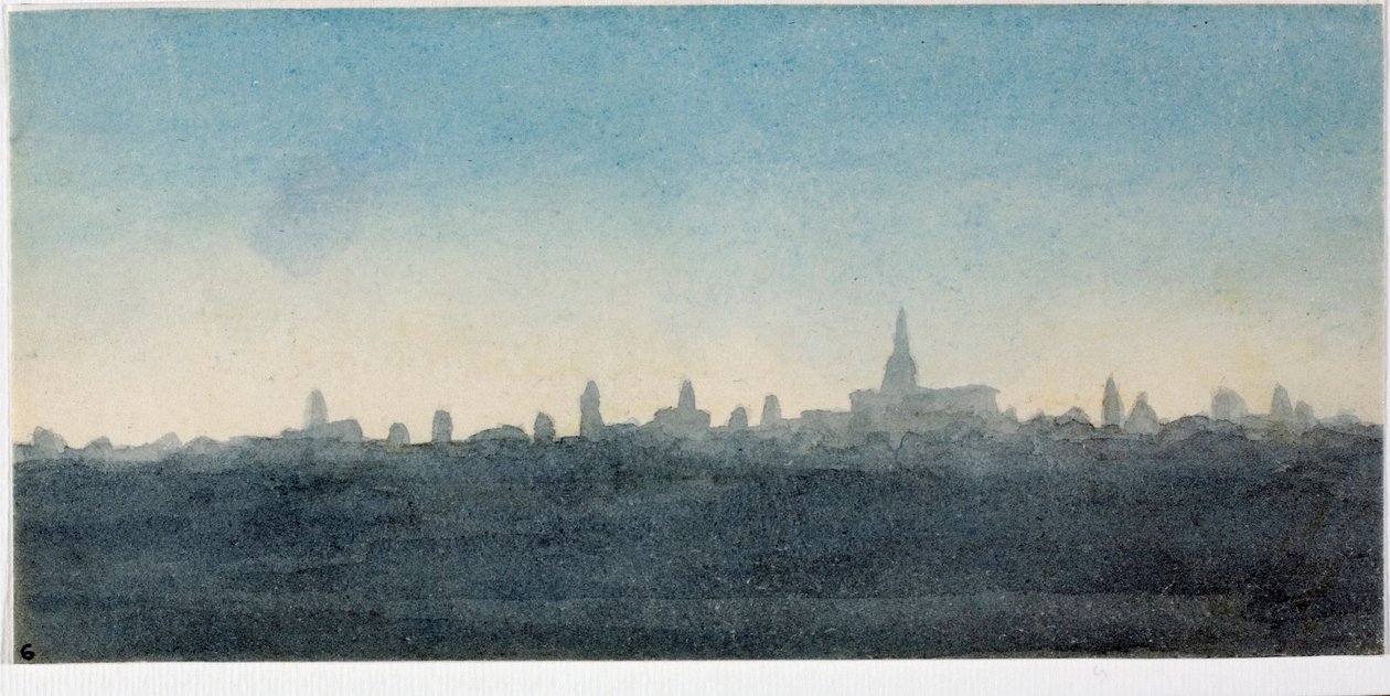 Utsikt over byen Firenze profil av hus og monumenter (Akvarell av Luigi Garibbo