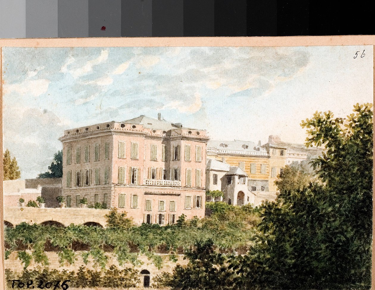 Utsikt over villa Cambasio, Genova (akvarell, ca 1820) av Luigi Garibbo
