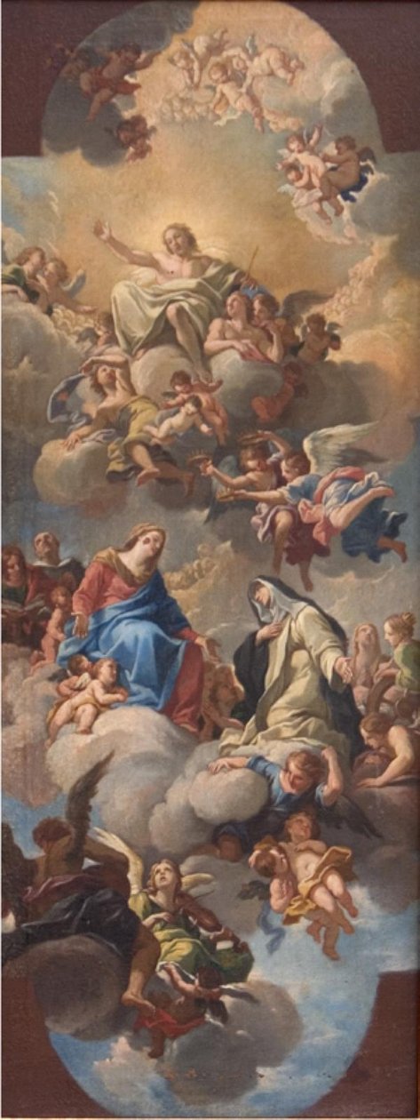 Maria introduserer St. Katarina av Siena for Kristus av Luigi Garzi