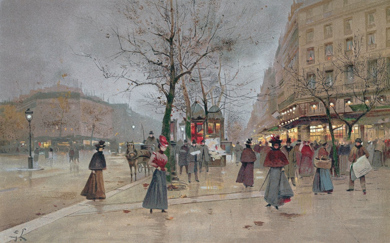 Kveld i Opera Quartier of the Grands Boulevards, tidlig på 1900-tallet] av Luigi Loir