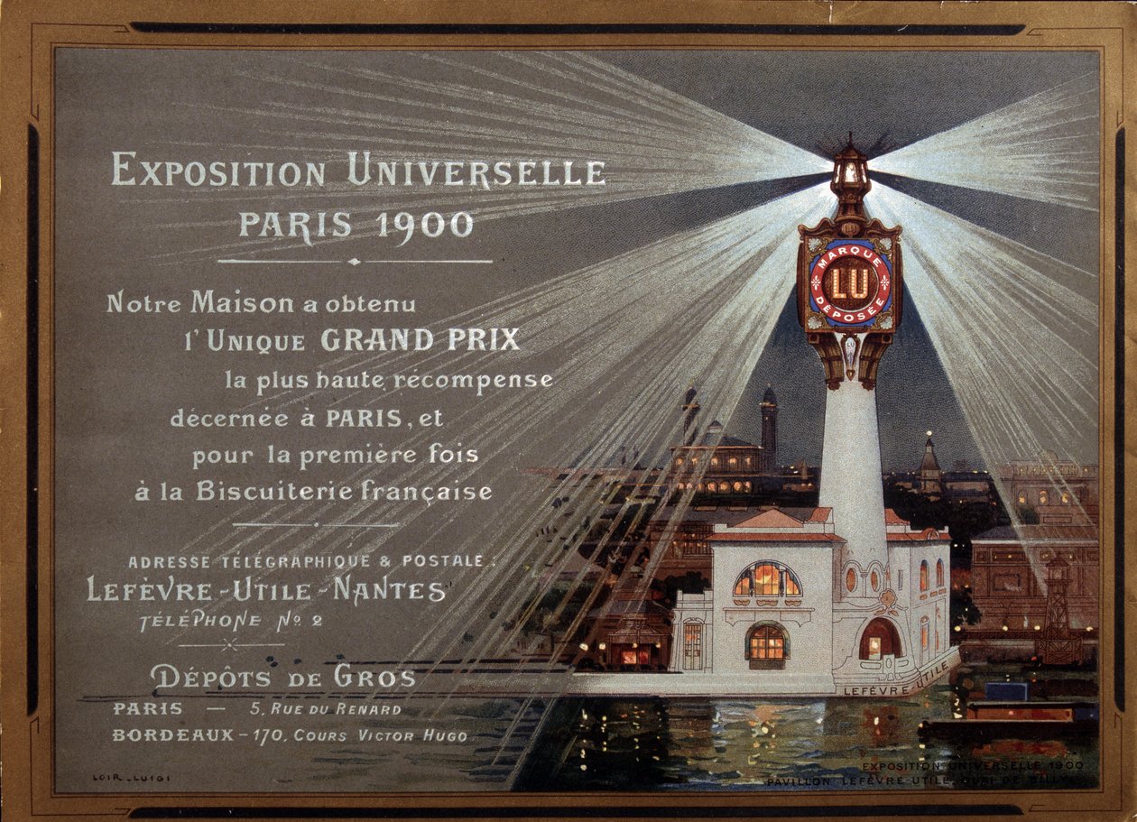 Exposition Universelle i Paris 1900: annonse for merket LU - Illustrasjon av Luigi Loir (1845-1916) av Luigi Loir