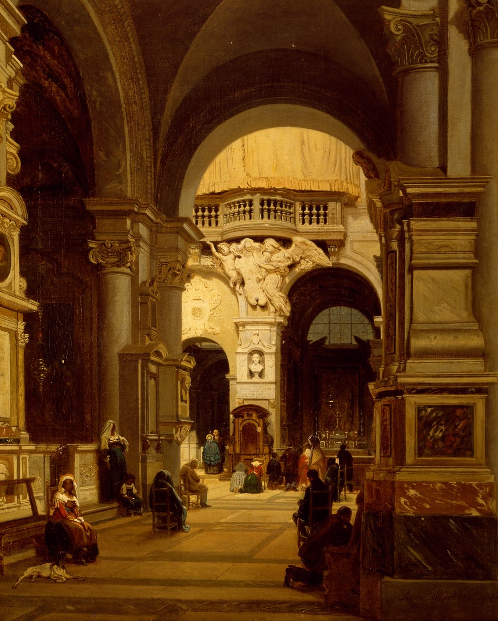 Santa Maria del Popolo-kirken i Roma, av Luigi Marchesi (1825-1862) av Luigi Marchesi
