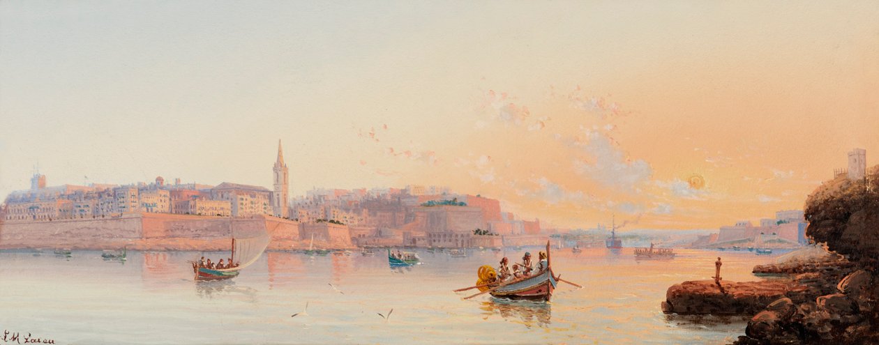 Marsamxett havn, Valletta, Malta av Luigi Maria Galea