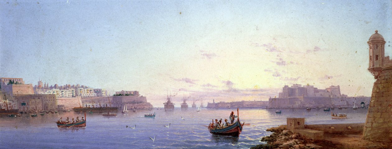 The Grand Harbour, Valletta (bord) av Luigi Maria Galea