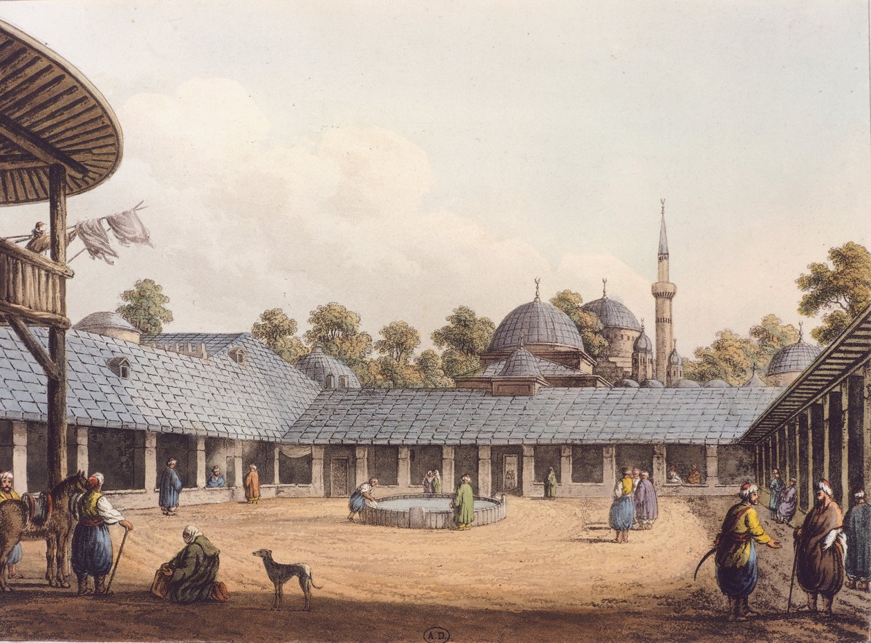 Borgas Caravanserai, av Luigi Mayer, Romania Gravering av Luigi Mayer